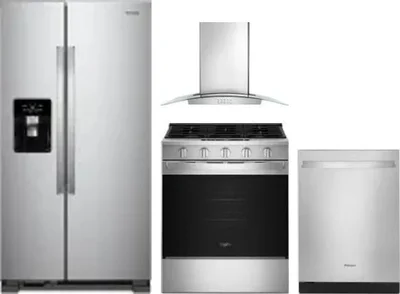 4 Piece Package Includes Refrigerator, Range, Hood And Dishwasher
