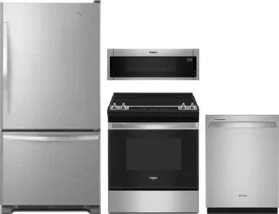 4 Piece Package Includes Refrigerator, Range, Microwave And Dishwasher