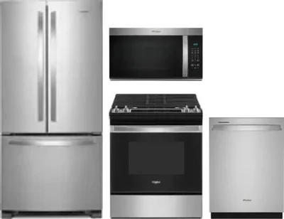 4 Piece Package Includes Refrigerator, Range, Microwave And Dishwasher