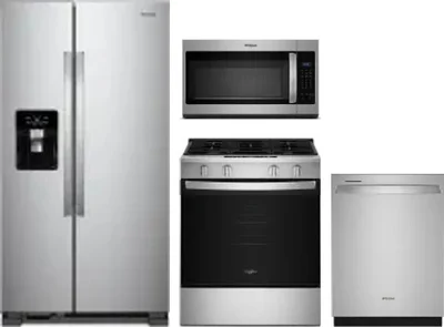4 Piece Package Includes Refrigerator, Range, Microwave And Dishwasher