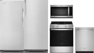5 Piece Package Includes Refrigerator, Freezer, Range, Microwave And Dishwasher