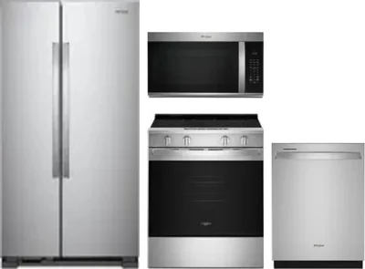 4 Piece Package Includes Refrigerator, Range, Microwave And Dishwasher