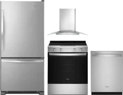 4 Piece Package Includes Refrigerator, Range, Hood And Dishwasher