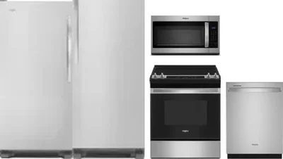 5 Piece Package Includes Refrigerator, Freezer, Range, Microwave And Dishwasher