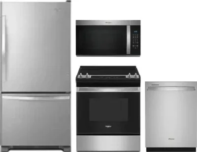 4 Piece Package Includes Refrigerator, Range, Microwave And Dishwasher