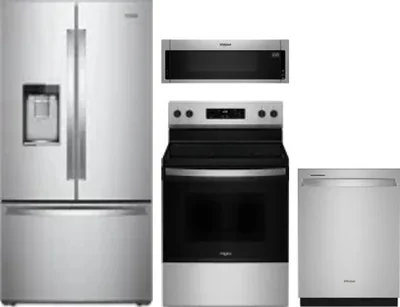 4 Piece Package Includes Refrigerator, Range, Microwave And Dishwasher