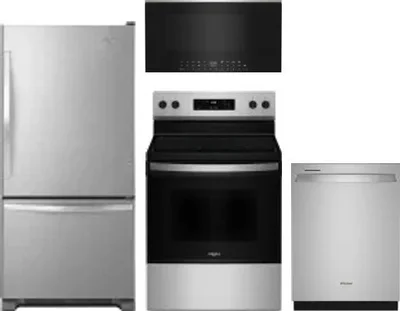 4 Piece Package Includes Refrigerator, Range, Microwave And Dishwasher