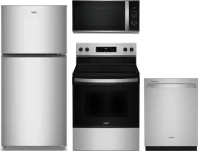4 Piece Package Includes Refrigerator, Range, Microwave And Dishwasher