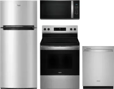 4 Piece Package Includes Refrigerator, Range, Microwave And Dishwasher