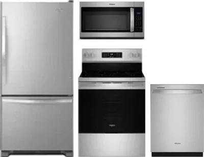 4 Piece Package Includes Refrigerator, Range, Microwave And Dishwasher