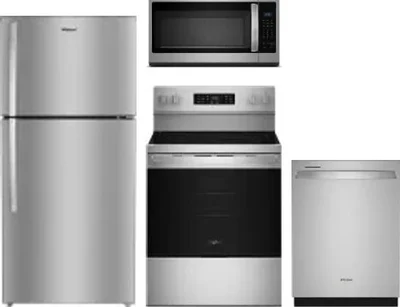 4 Piece Package Includes Refrigerator, Range, Microwave And Dishwasher
