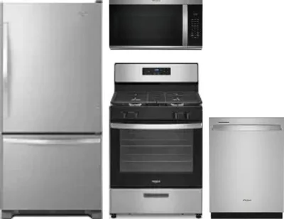4 Piece Package Includes Refrigerator, Range, Microwave And Dishwasher