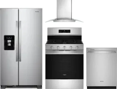 4 Piece Package Includes Refrigerator, Range, Hood And Dishwasher