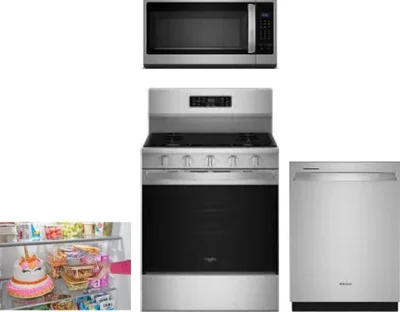 4 Piece Package Includes Refrigerator, Range, Microwave And Dishwasher