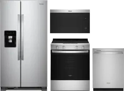 4 Piece Package Includes Refrigerator, Range, Microwave And Dishwasher