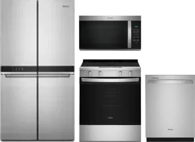 4 Piece Package Includes Refrigerator, Range, Microwave And Dishwasher