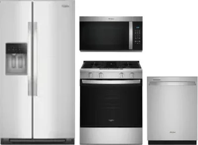 4 Piece Package Includes Refrigerator, Range, Microwave And Dishwasher