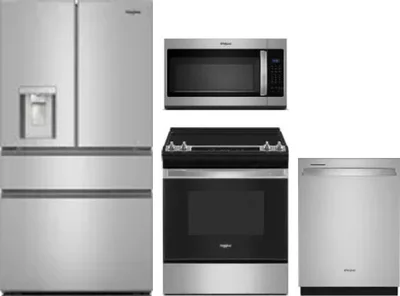 4 Piece Package Includes Refrigerator, Range, Microwave And Dishwasher