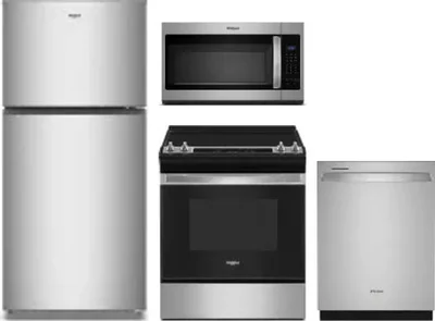 4 Piece Package Includes Refrigerator, Range, Microwave And Dishwasher