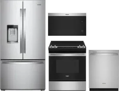 4 Piece Package Includes Refrigerator, Range, Microwave And Dishwasher