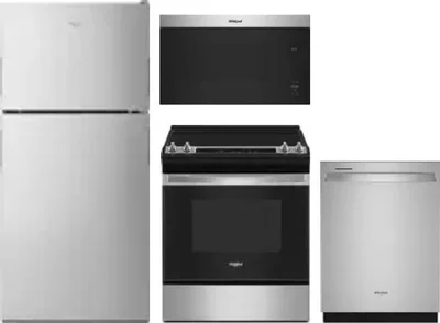 4 Piece Package Includes Refrigerator, Range, Microwave And Dishwasher