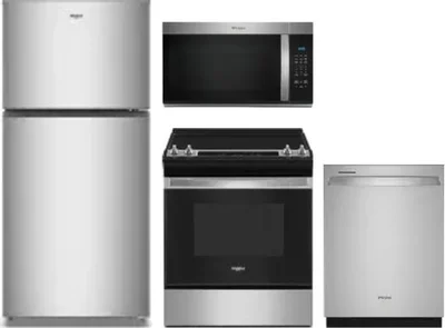 4 Piece Package Includes Refrigerator, Range, Microwave And Dishwasher