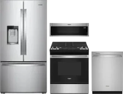 4 Piece Package Includes Refrigerator, Range, Microwave And Dishwasher
