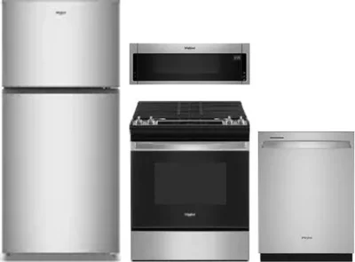 4 Piece Package Includes Refrigerator, Range, Microwave And Dishwasher