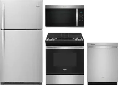 4 Piece Package Includes Refrigerator, Range, Microwave And Dishwasher