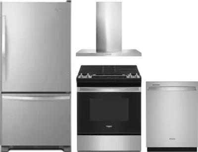 4 Piece Package Includes Refrigerator, Range, Hood And Dishwasher