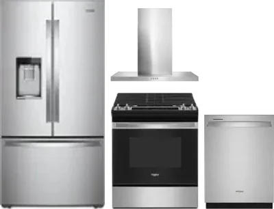 4 Piece Package Includes Refrigerator, Range, Hood And Dishwasher