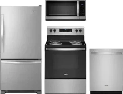 4 Piece Package Includes Refrigerator, Range, Microwave And Dishwasher