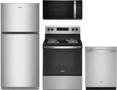 4 Piece Package Includes Refrigerator, Range, Microwave And Dishwasher