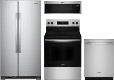 4 Piece Package Includes Refrigerator, Range, Microwave And Dishwasher