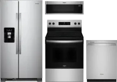 4 Piece Package Includes Refrigerator, Range, Microwave And Dishwasher