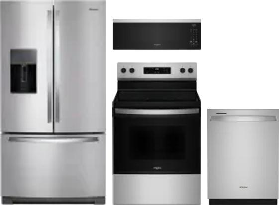 4 Piece Package Includes Refrigerator, Range, Microwave And Dishwasher