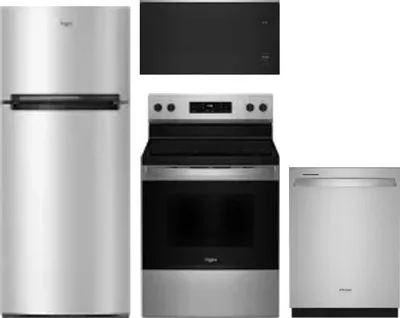 4 Piece Package Includes Refrigerator, Range, Microwave And Dishwasher