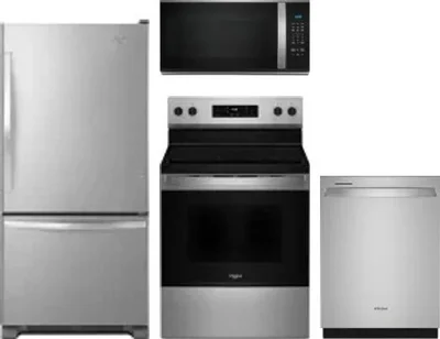4 Piece Package Includes Refrigerator, Range, Microwave And Dishwasher