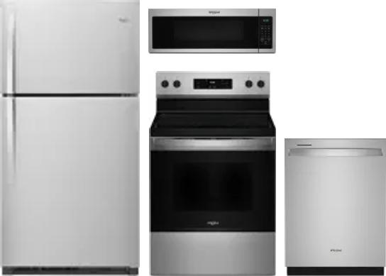 4 Piece Package Includes Refrigerator, Range, Microwave And Dishwasher