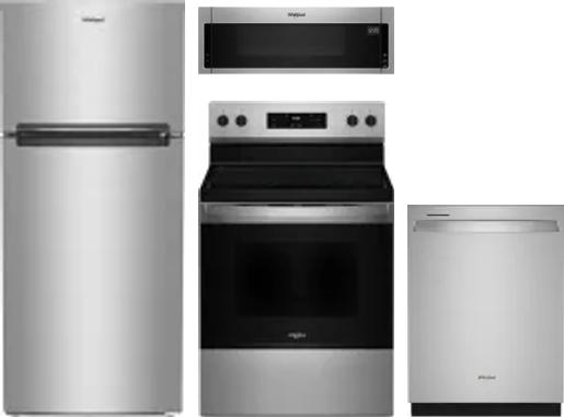 4 Piece Package Includes Refrigerator, Range, Microwave And Dishwasher