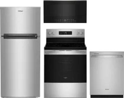 4 Piece Package Includes Refrigerator, Range, Microwave And Dishwasher