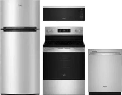 4 Piece Package Includes Refrigerator, Range, Microwave And Dishwasher