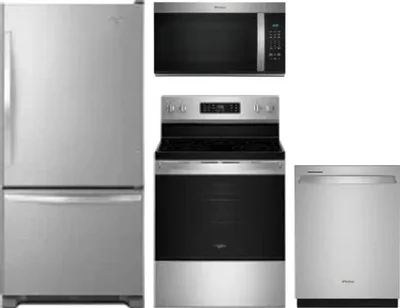 4 Piece Package Includes Refrigerator, Range, Microwave And Dishwasher