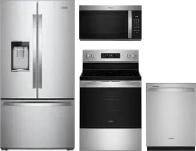 4 Piece Package Includes Refrigerator, Range, Microwave And Dishwasher