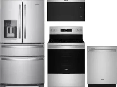 4 Piece Package Includes Refrigerator, Range, Microwave And Dishwasher