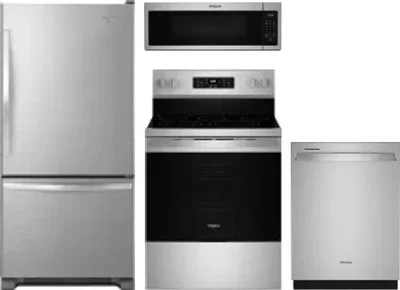 4 Piece Package Includes Refrigerator, Range, Microwave And Dishwasher