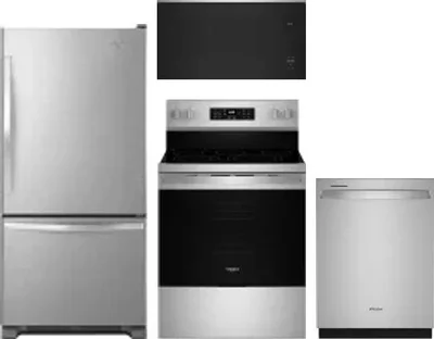 4 Piece Package Includes Refrigerator, Range, Microwave And Dishwasher