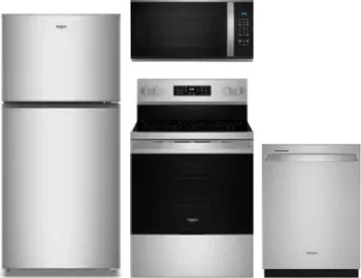 4 Piece Package Includes Refrigerator, Range, Microwave And Dishwasher
