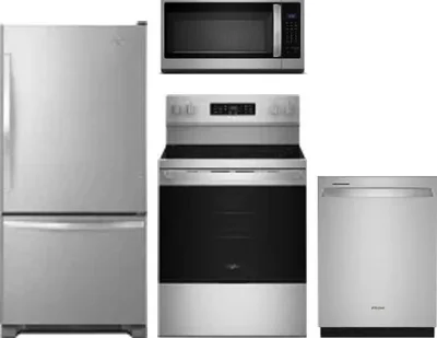 4 Piece Package Includes Refrigerator, Range, Microwave And Dishwasher