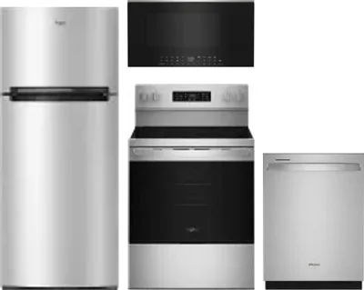 4 Piece Package Includes Refrigerator, Range, Microwave And Dishwasher